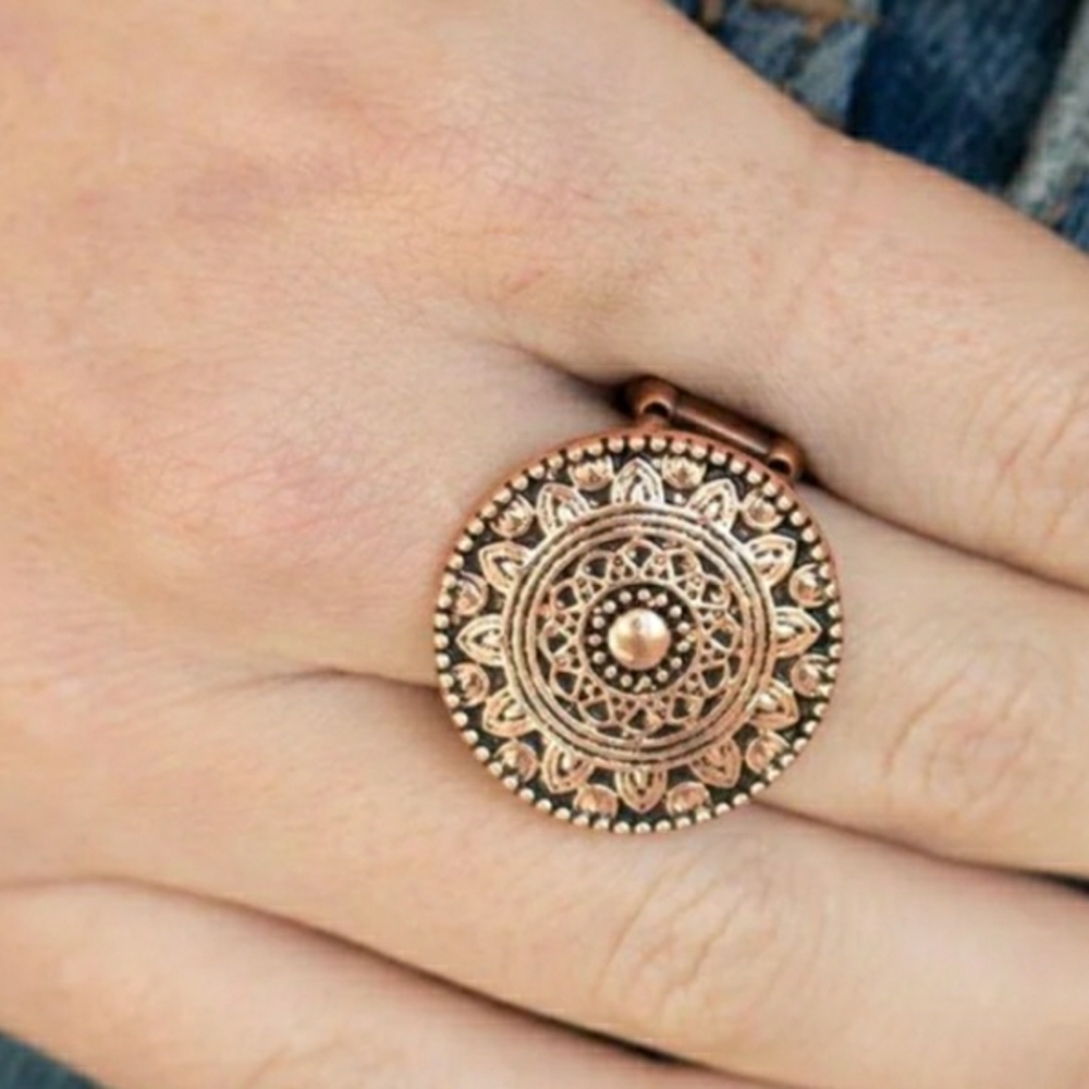 Elegant Copper Mandala Ring